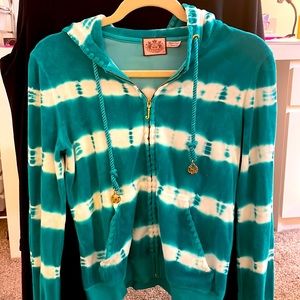 Turquoise tie dye juicy couture terry cloth jacket